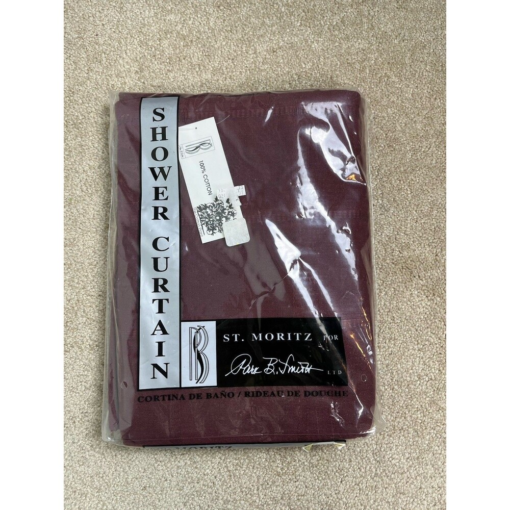 NIP Park B. Smith Classic Square Wine Shower Curtain Cotton Made In India